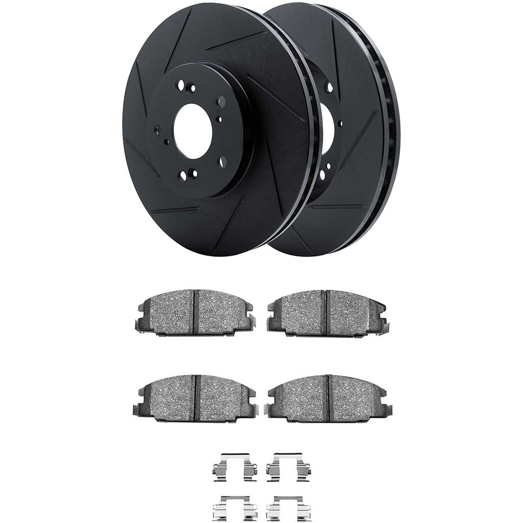 Dynamic Friction 3512-37006 - Brake Kit - Black Zinc Coated Slotted Rotors and 5000 Brake Pads With Hardware