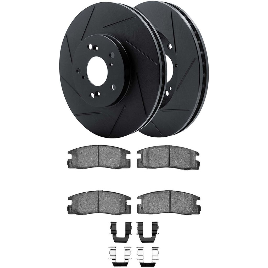 Dynamic Friction 3512-37009 - Brake Kit - Black Zinc Coated Slotted Rotors and 5000 Brake Pads With Hardware