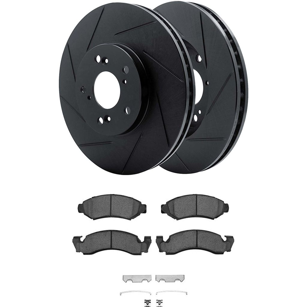 Dynamic Friction 3512-42002 - Brake Kit - Black Zinc Coated Slotted Rotors and 5000 Brake Pads With Hardware