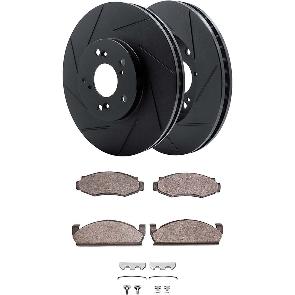 Dynamic Friction 3512-42010 - Brake Kit - Black Zinc Coated Slotted Rotors and 5000 Brake Pads With Hardware