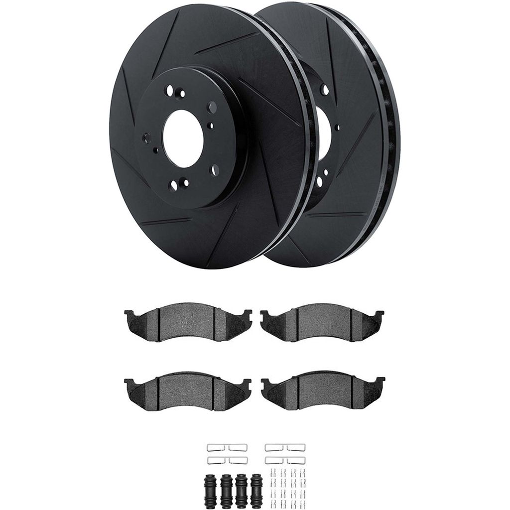 Dynamic Friction 3512-42015 - Brake Kit - Black Zinc Coated Slotted Rotors and 5000 Brake Pads With Hardware