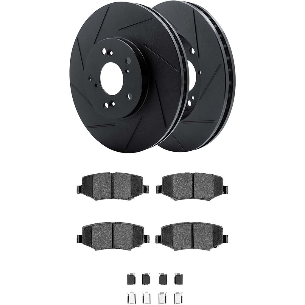 Dynamic Friction 3512-42035 - Brake Kit - Black Zinc Coated Slotted Rotors and 5000 Brake Pads With Hardware