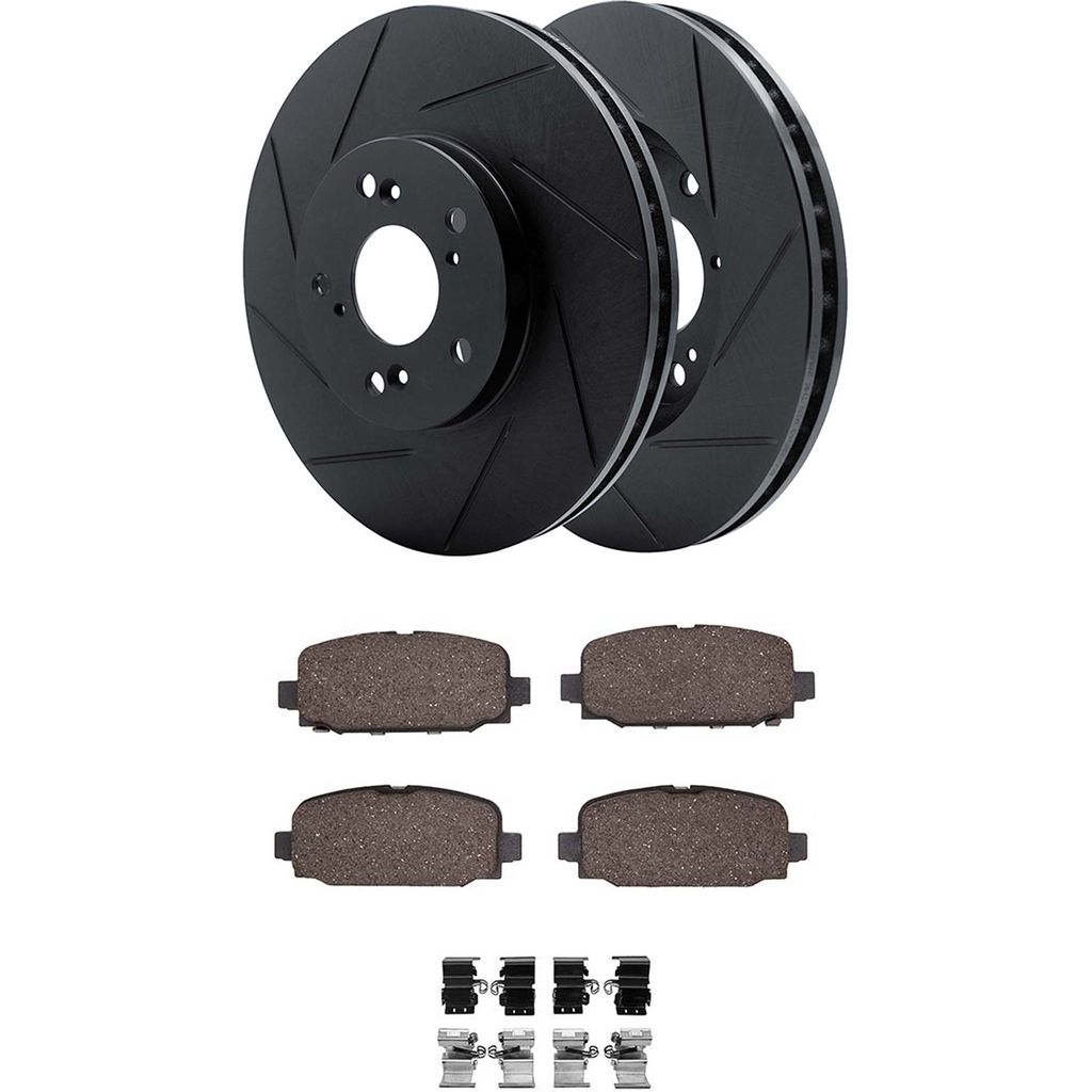 Dynamic Friction 3512-42052 - Brake Kit - Black Zinc Coated Slotted Rotors and 5000 Brake Pads With Hardware
