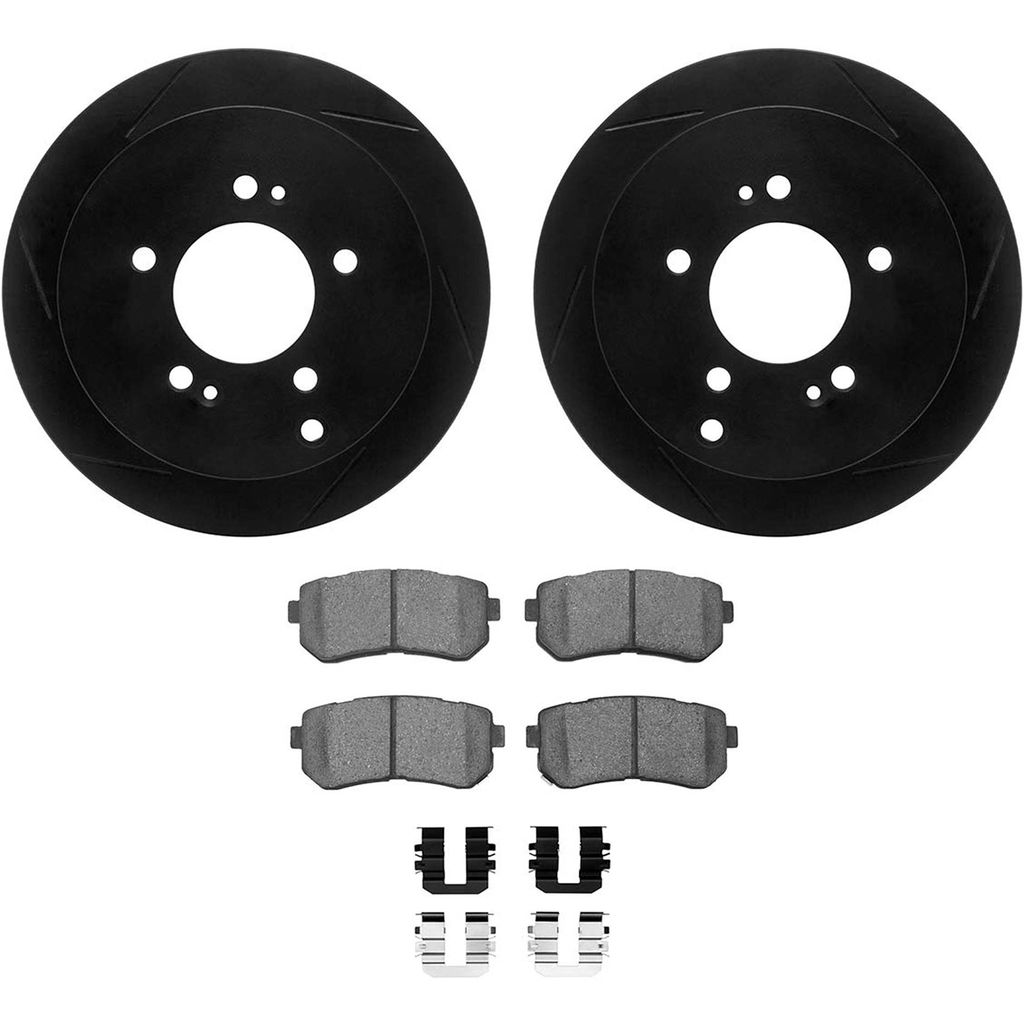 Dynamic Friction 3512-03037 - Brake Kit - Black Zinc Coated Slotted Rotors and 5000 Brake Pads With Hardware