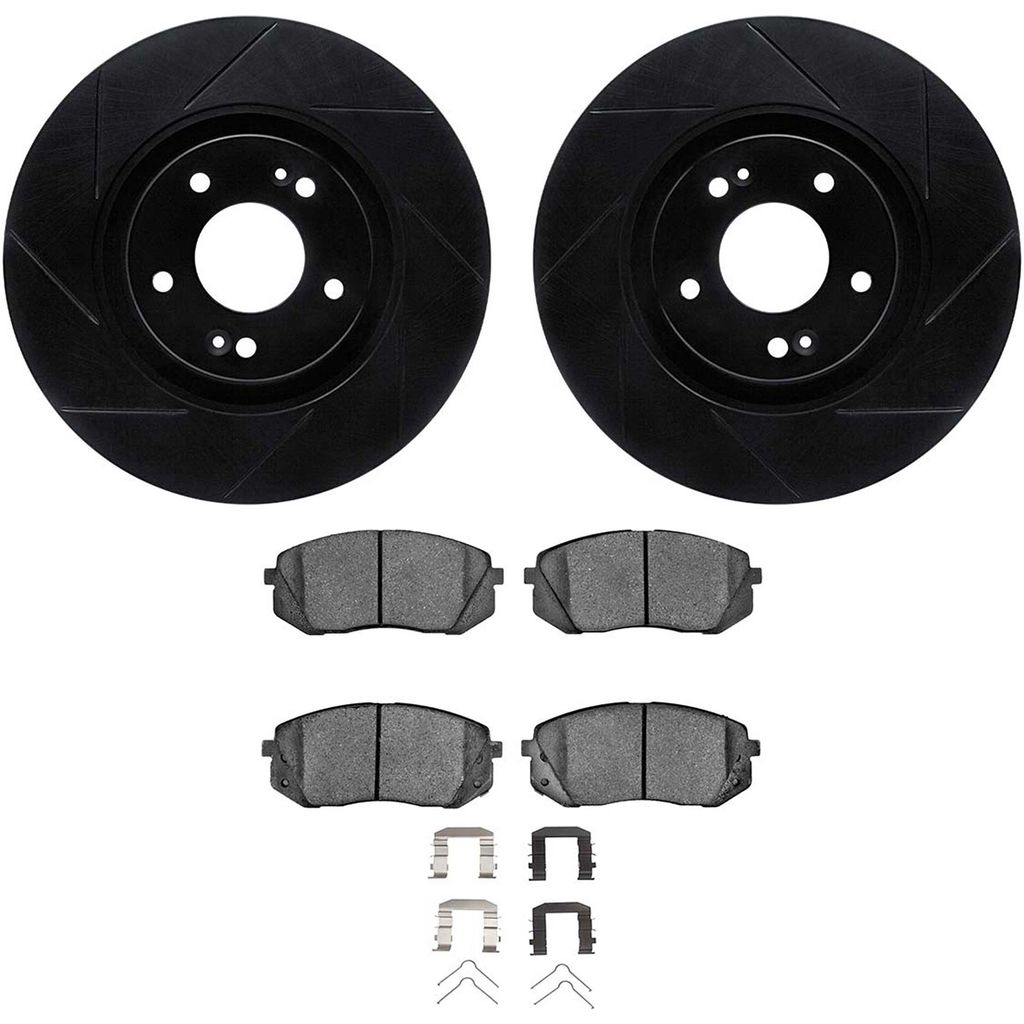 Dynamic Friction 3512-03042 - Brake Kit - Black Zinc Coated Slotted Rotors and 5000 Brake Pads With Hardware