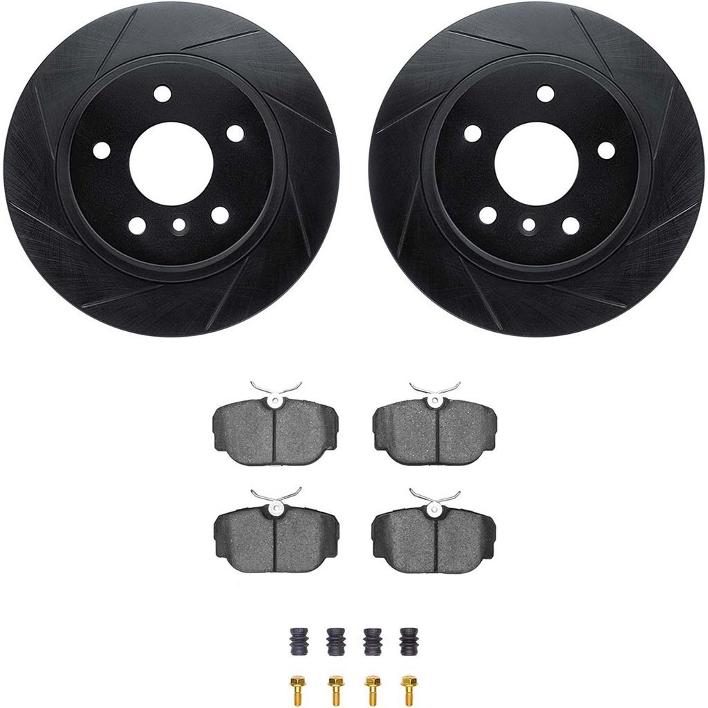 Dynamic Friction 3512-11001 - Brake Kit - Black Zinc Coated Slotted Rotors and 5000 Brake Pads With Hardware