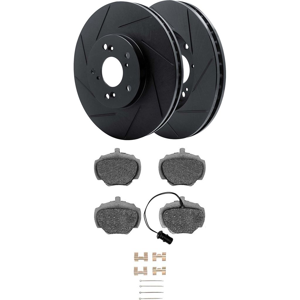 Dynamic Friction 3512-11002 - Brake Kit - Black Zinc Coated Slotted Rotors and 5000 Brake Pads With Hardware