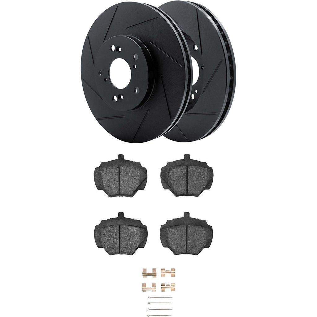Dynamic Friction 3512-11003 - Brake Kit - Black Zinc Coated Slotted Rotors and 5000 Brake Pads With Hardware