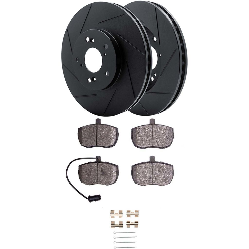 Dynamic Friction 3512-11004 - Brake Kit - Black Zinc Coated Slotted Rotors and 5000 Brake Pads With Hardware