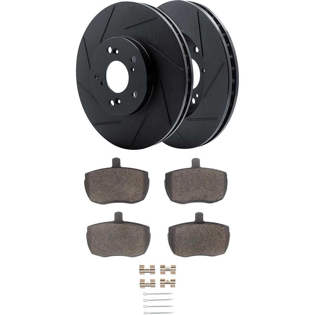 Dynamic Friction 3512-11005 - Brake Kit - Black Zinc Coated Slotted Rotors and 5000 Brake Pads With Hardware