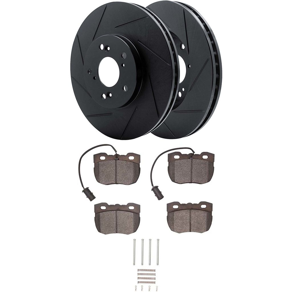 Dynamic Friction 3512-11006 - Brake Kit - Black Zinc Coated Slotted Rotors and 5000 Brake Pads With Hardware
