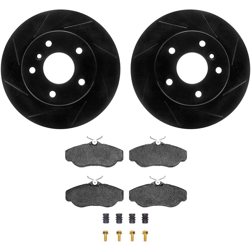 Dynamic Friction 3512-11009 - Brake Kit - Black Zinc Coated Slotted Rotors and 5000 Brake Pads With Hardware