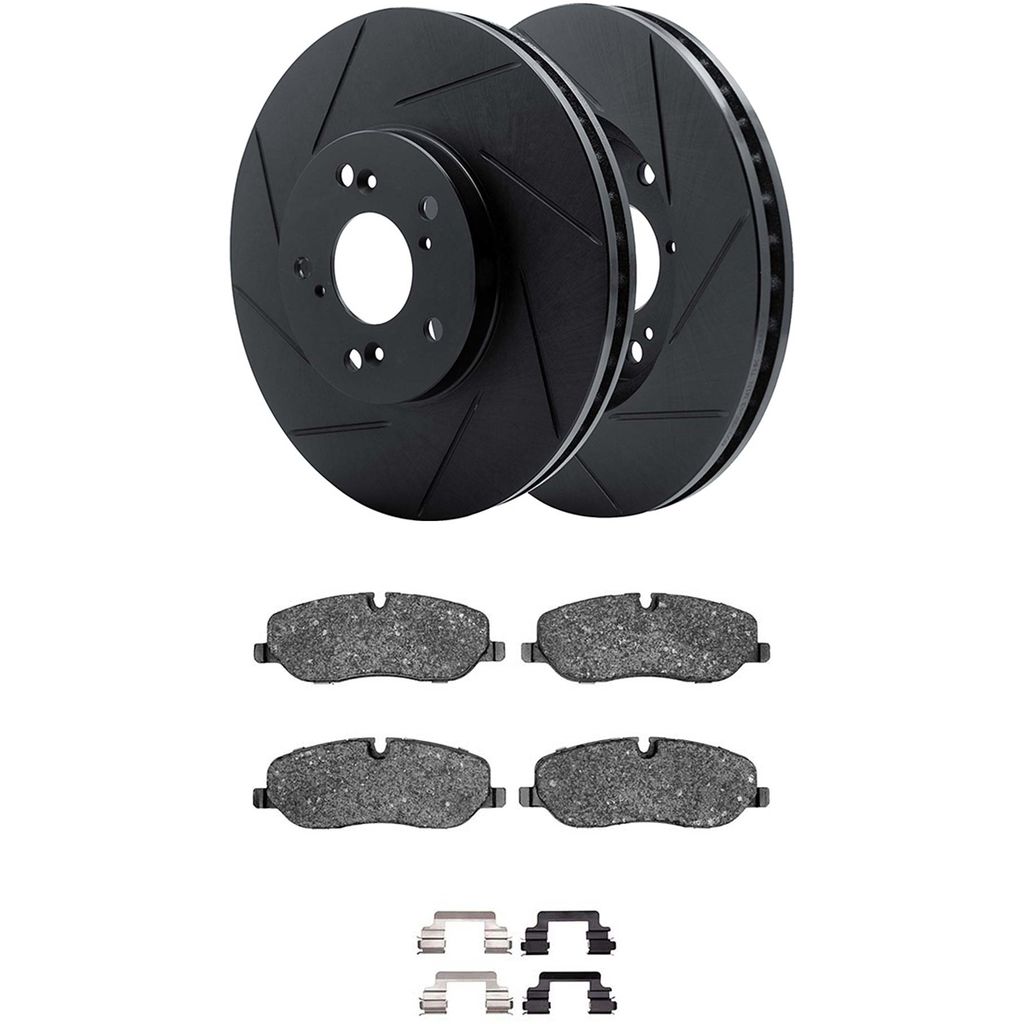 Dynamic Friction 3512-11012 - Brake Kit - Black Zinc Coated Slotted Rotors and 5000 Brake Pads With Hardware