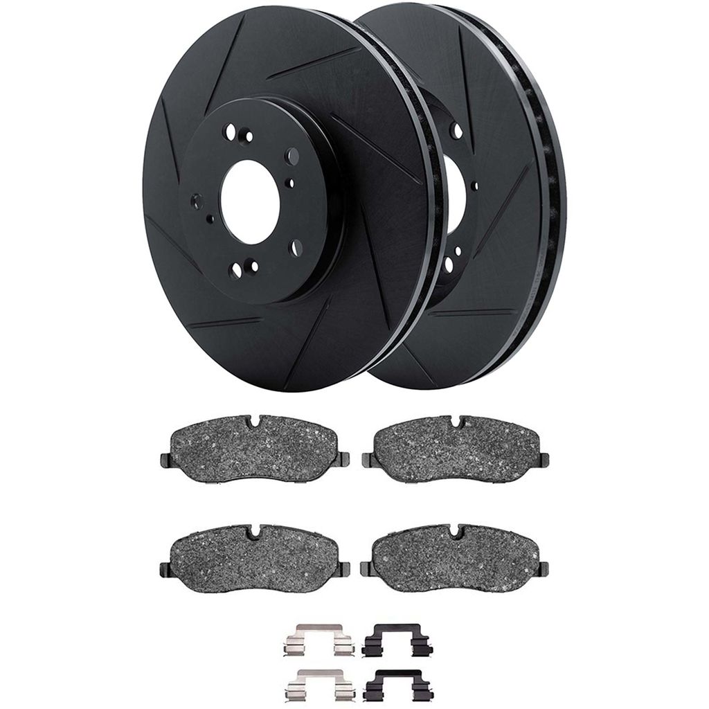 Dynamic Friction 3512-11014 - Brake Kit - Black Zinc Coated Slotted Rotors and 5000 Brake Pads With Hardware