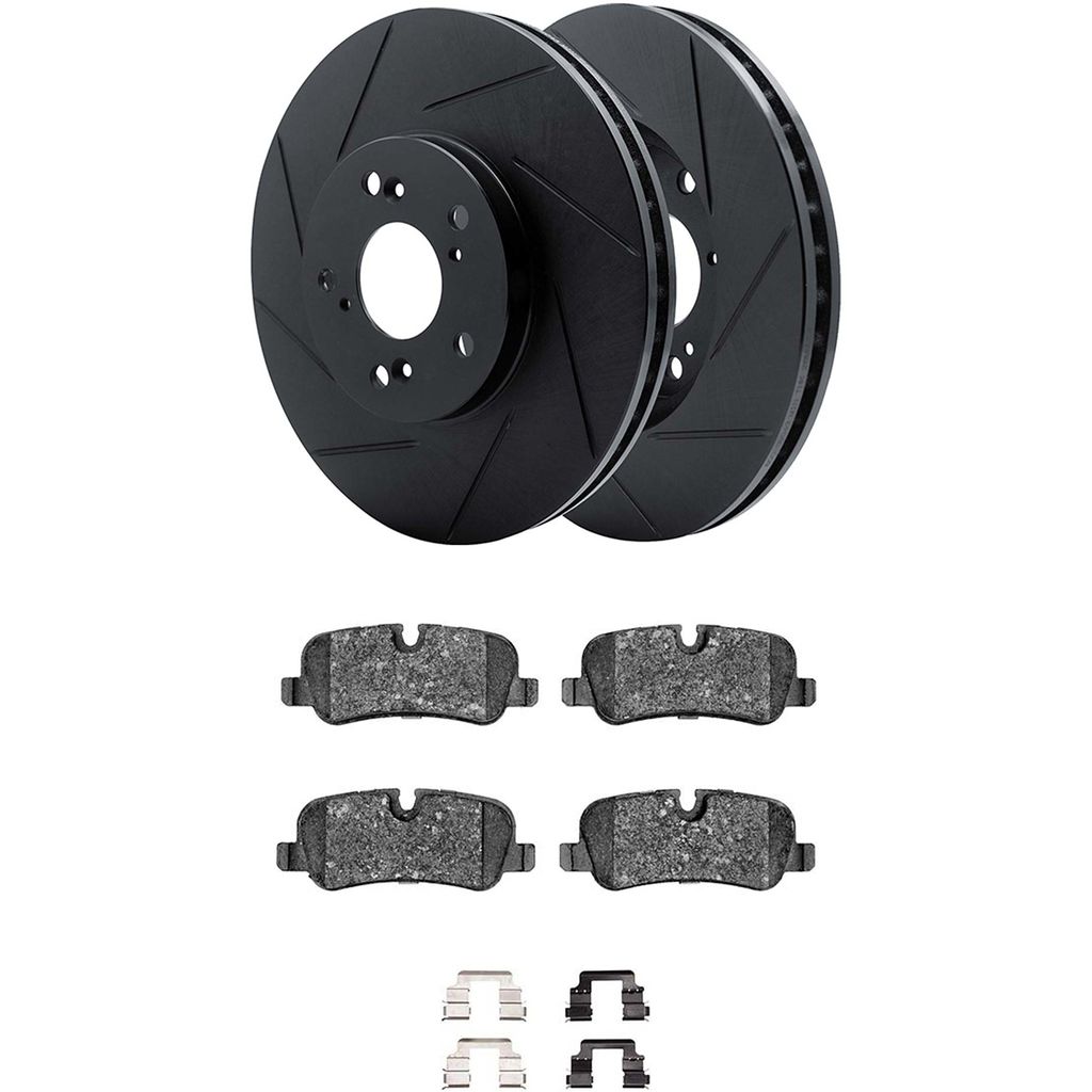 Dynamic Friction 3512-11015 - Brake Kit - Black Zinc Coated Slotted Rotors and 5000 Brake Pads With Hardware
