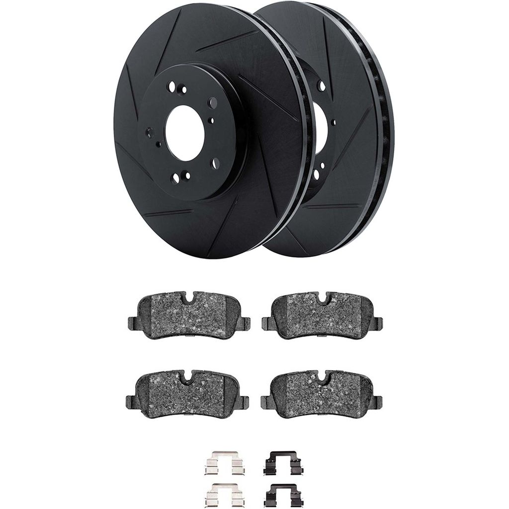 Dynamic Friction 3512-11017 - Brake Kit - Black Zinc Coated Slotted Rotors and 5000 Brake Pads With Hardware