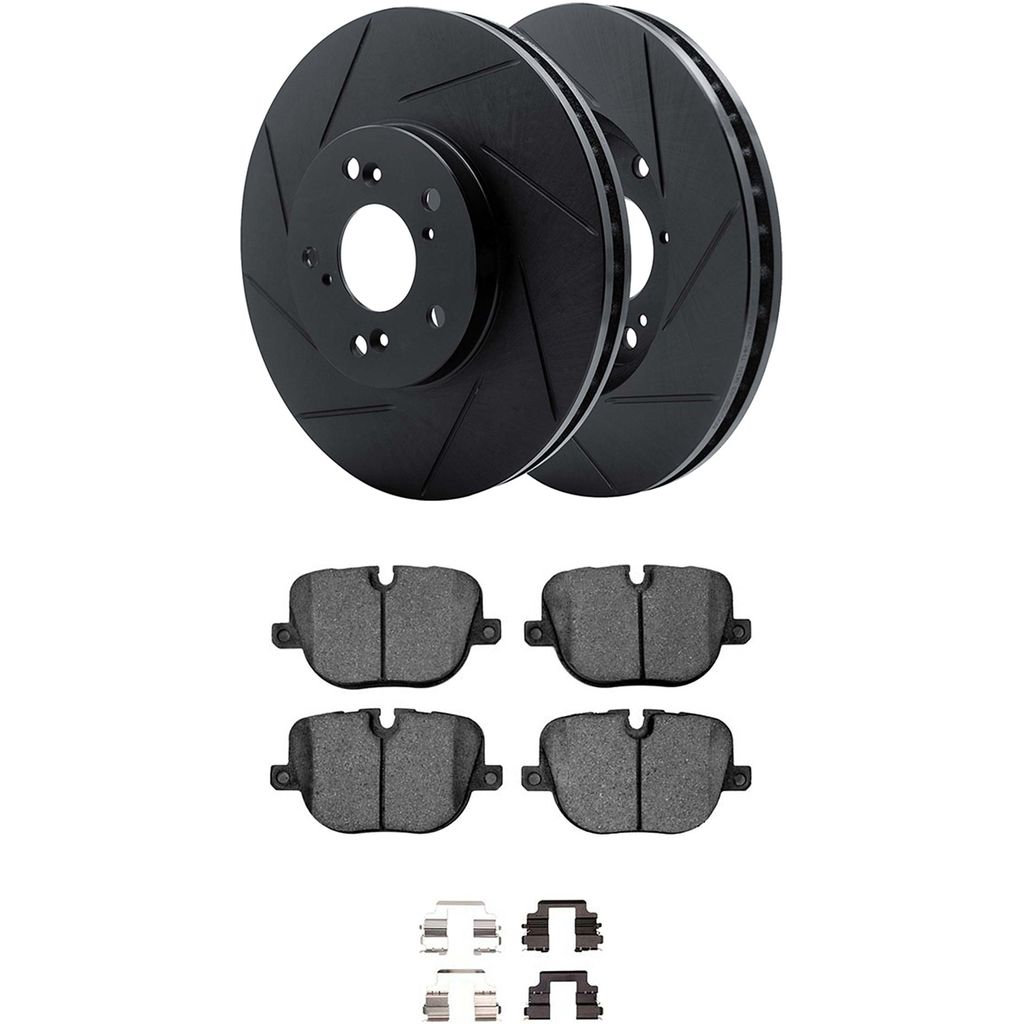Dynamic Friction 3512-11023 - Brake Kit - Black Zinc Coated Slotted Rotors and 5000 Brake Pads With Hardware