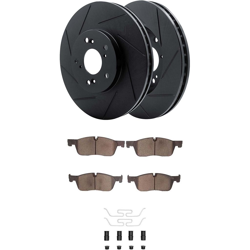 Dynamic Friction 3512-11029 - Brake Kit - Black Zinc Coated Slotted Rotors and 5000 Brake Pads With Hardware