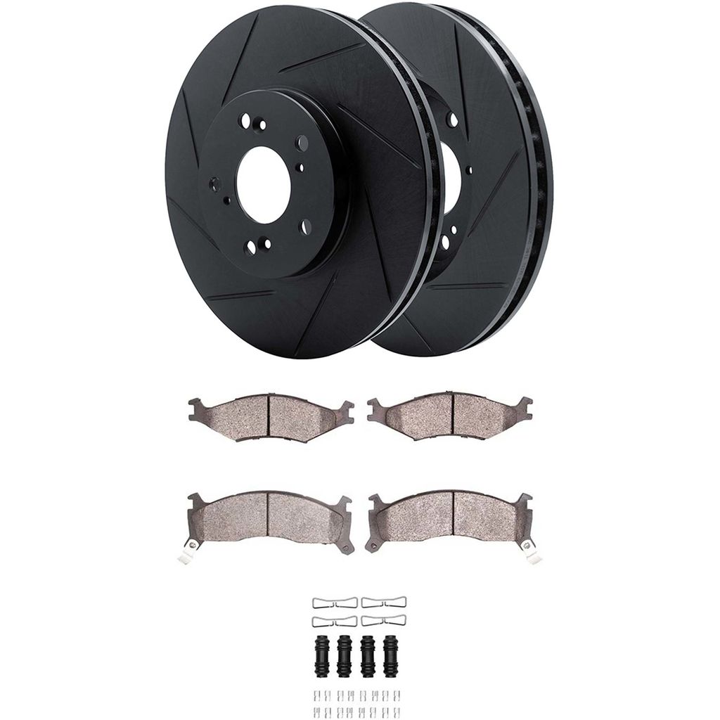 Dynamic Friction 3512-21003 - Brake Kit - Black Zinc Coated Slotted Rotors and 5000 Brake Pads With Hardware