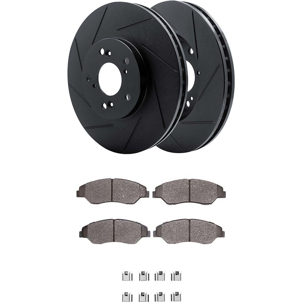 Dynamic Friction 3512-21006 - Brake Kit - Black Zinc Coated Slotted Rotors and 5000 Brake Pads With Hardware