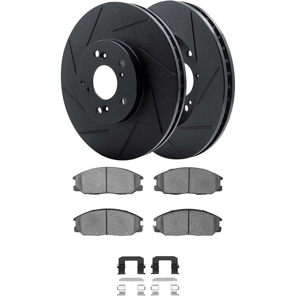 Dynamic Friction 3512-21009 - Brake Kit - Black Zinc Coated Slotted Rotors and 5000 Brake Pads With Hardware