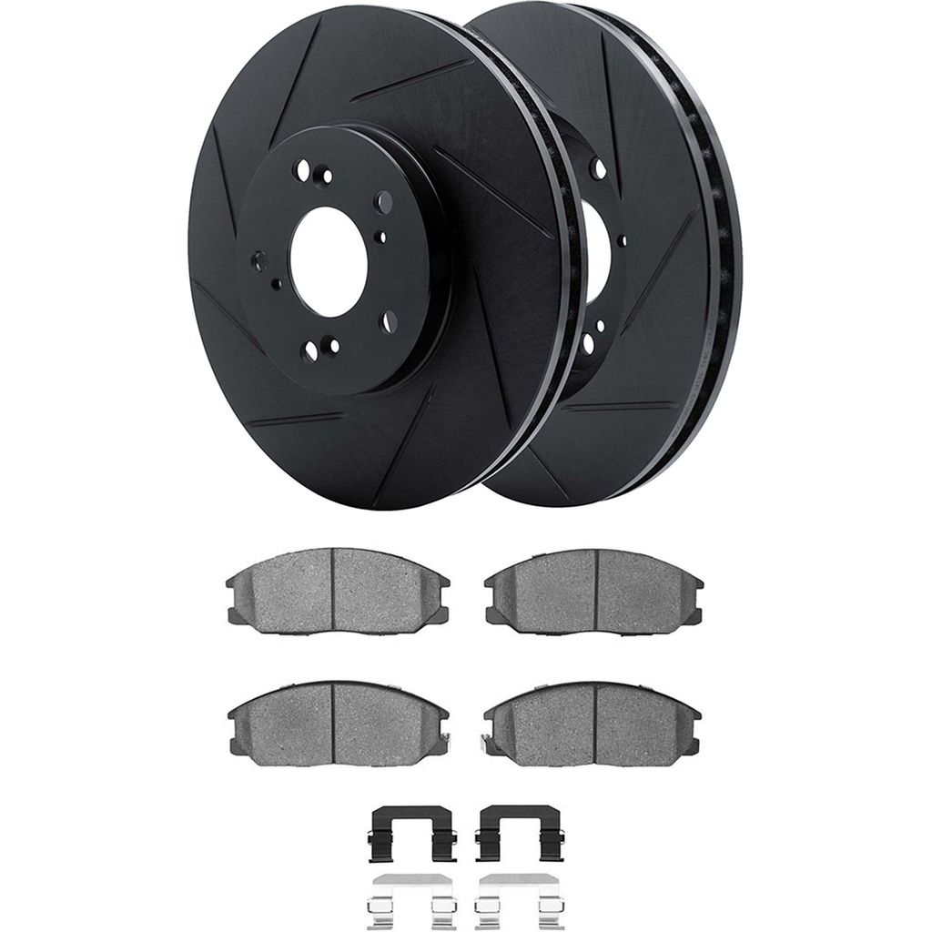 Dynamic Friction 3512-21011 - Brake Kit - Black Zinc Coated Slotted Rotors and 5000 Brake Pads With Hardware