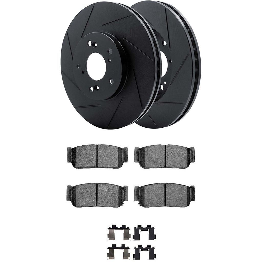 Dynamic Friction 3512-21019 - Brake Kit - Black Zinc Coated Slotted Rotors and 5000 Brake Pads With Hardware
