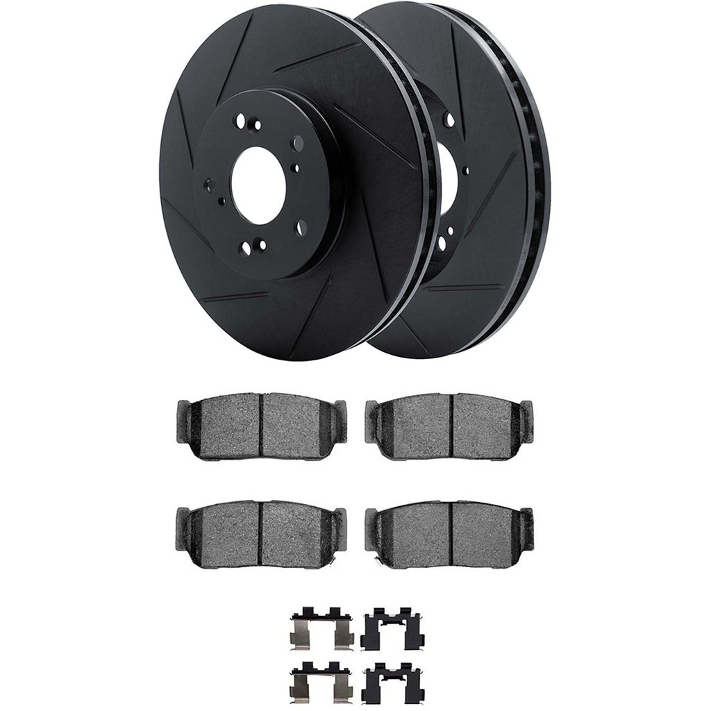 Dynamic Friction 3512-21020 - Brake Kit - Black Zinc Coated Slotted Rotors and 5000 Brake Pads With Hardware