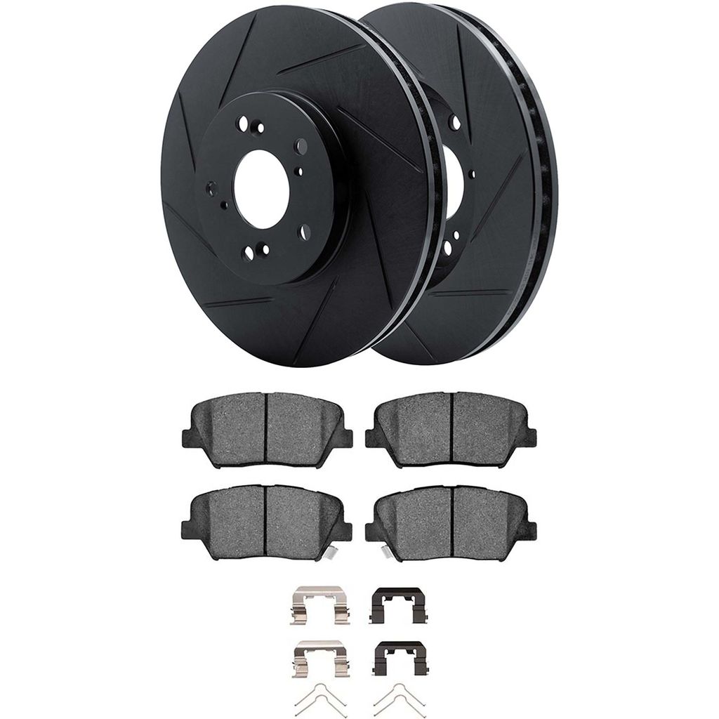 Dynamic Friction 3512-21039 - Brake Kit - Black Zinc Coated Slotted Rotors and 5000 Brake Pads With Hardware