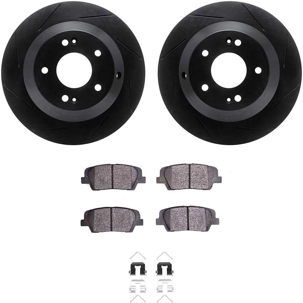 Dynamic Friction 3512-21042 - Brake Kit - Black Zinc Coated Slotted Rotors and 5000 Brake Pads With Hardware