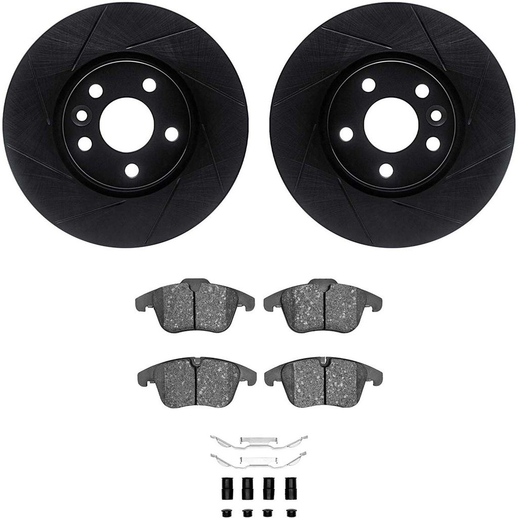Dynamic Friction 3512-27059 - Brake Kit - Black Zinc Coated Slotted Rotors and 5000 Brake Pads With Hardware