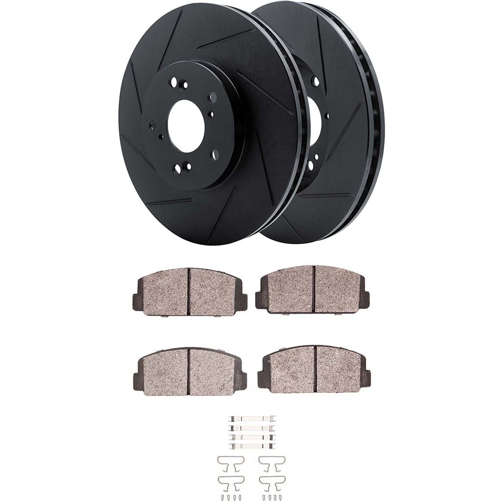Dynamic Friction 3512-13001 - Brake Kit - Black Zinc Coated Slotted Rotors and 5000 Brake Pads With Hardware