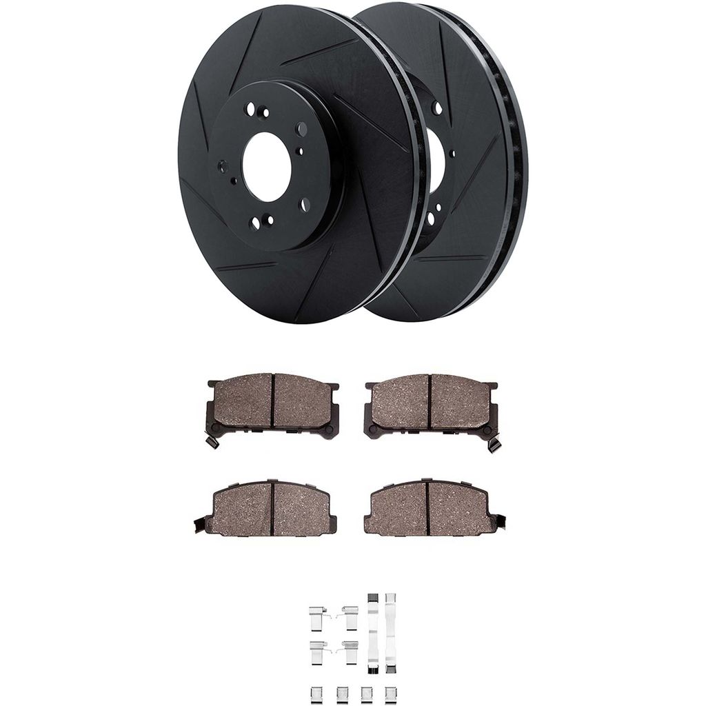 Dynamic Friction 3512-13003 - Brake Kit - Black Zinc Coated Slotted Rotors and 5000 Brake Pads With Hardware