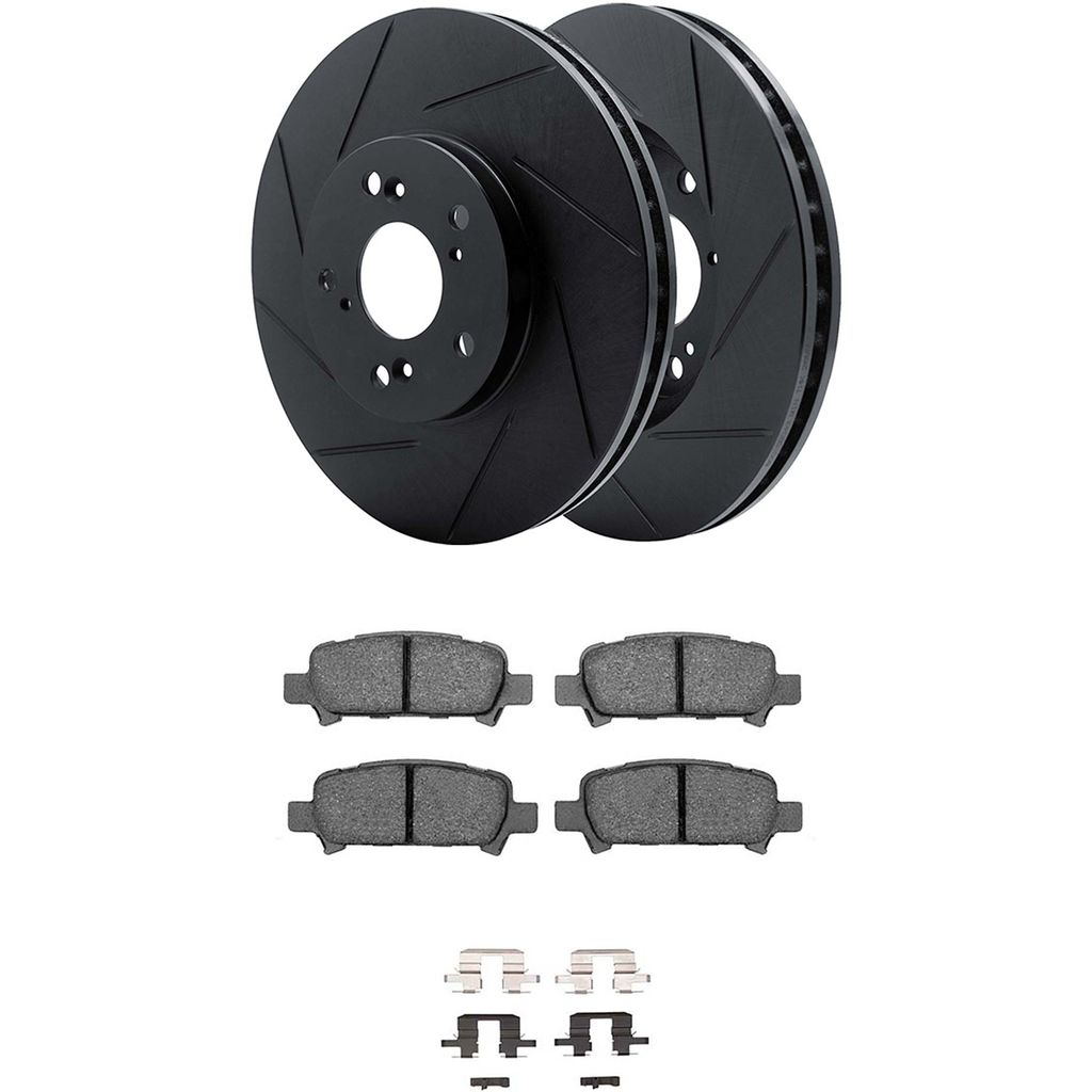 Dynamic Friction 3512-13025 - Brake Kit - Black Zinc Coated Slotted Rotors and 5000 Brake Pads With Hardware