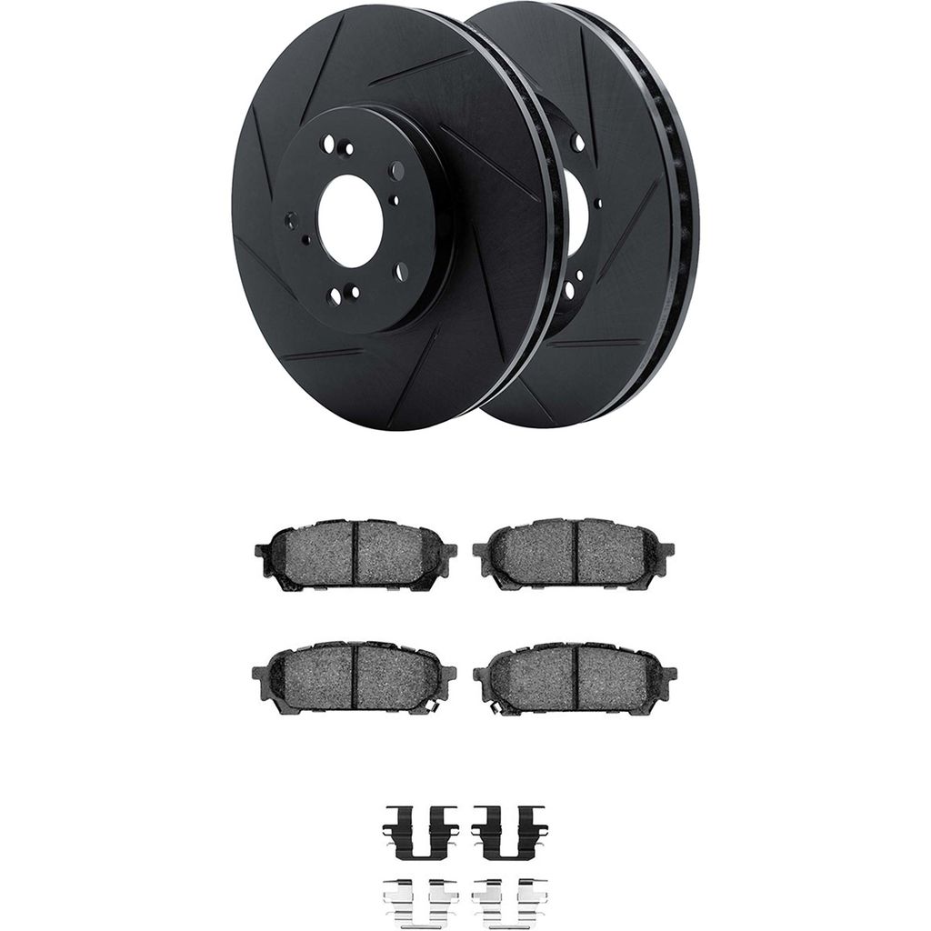 Dynamic Friction 3512-13036 - Brake Kit - Black Zinc Coated Slotted Rotors and 5000 Brake Pads With Hardware