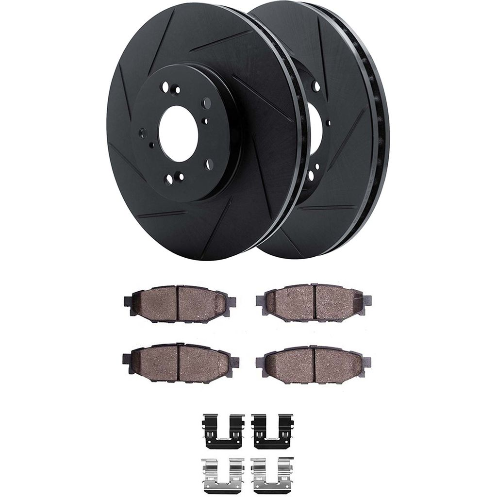 Dynamic Friction 3512-13041 - Brake Kit - Black Zinc Coated Slotted Rotors and 5000 Brake Pads With Hardware