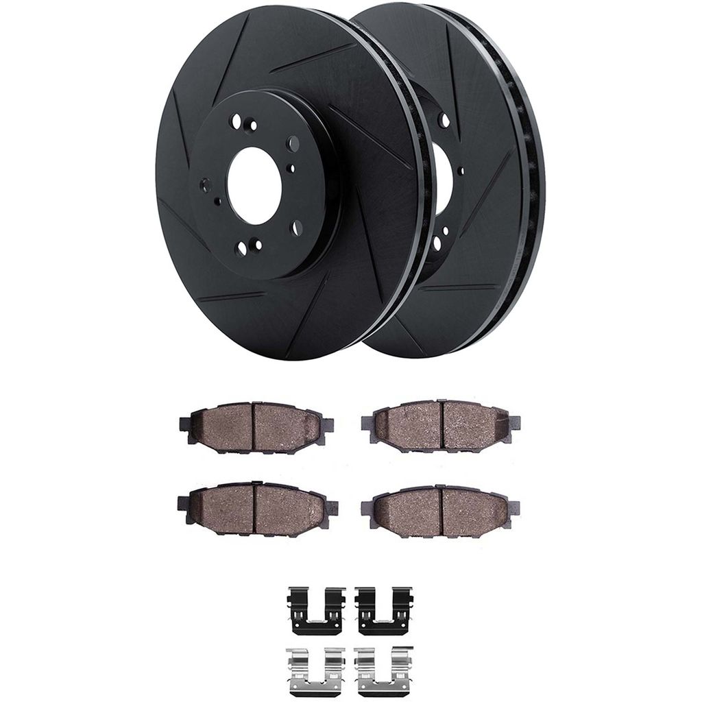 Dynamic Friction 3512-13043 - Brake Kit - Black Zinc Coated Slotted Rotors and 5000 Brake Pads With Hardware