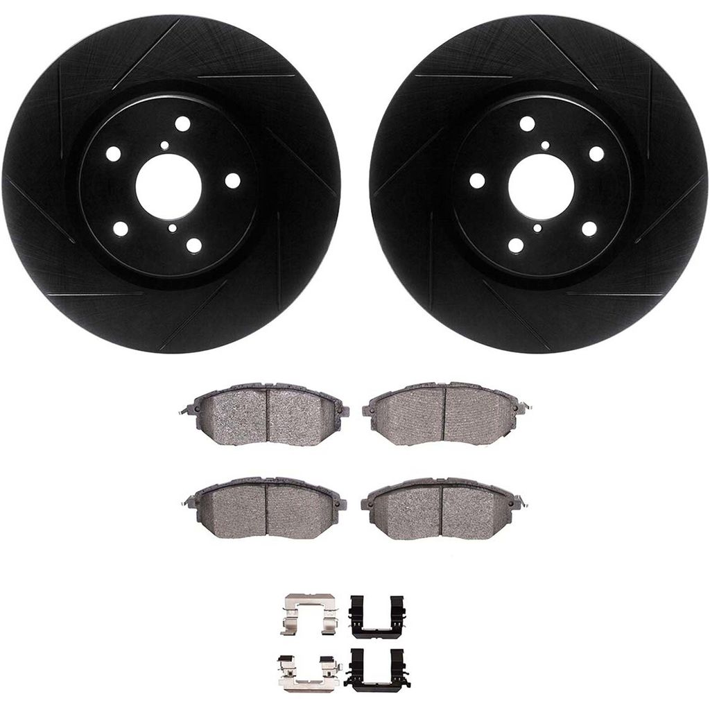Dynamic Friction 3512-13046 - Brake Kit - Black Zinc Coated Slotted Rotors and 5000 Brake Pads With Hardware