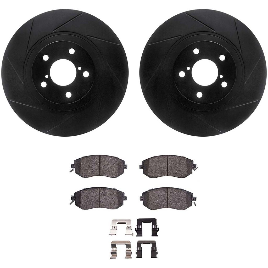 Dynamic Friction 3512-13051 - Brake Kit - Black Zinc Coated Slotted Rotors and 5000 Brake Pads With Hardware