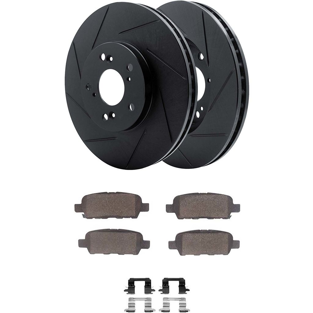 Dynamic Friction 3512-01012 - Brake Kit - Black Zinc Coated Slotted Rotors and 5000 Brake Pads With Hardware