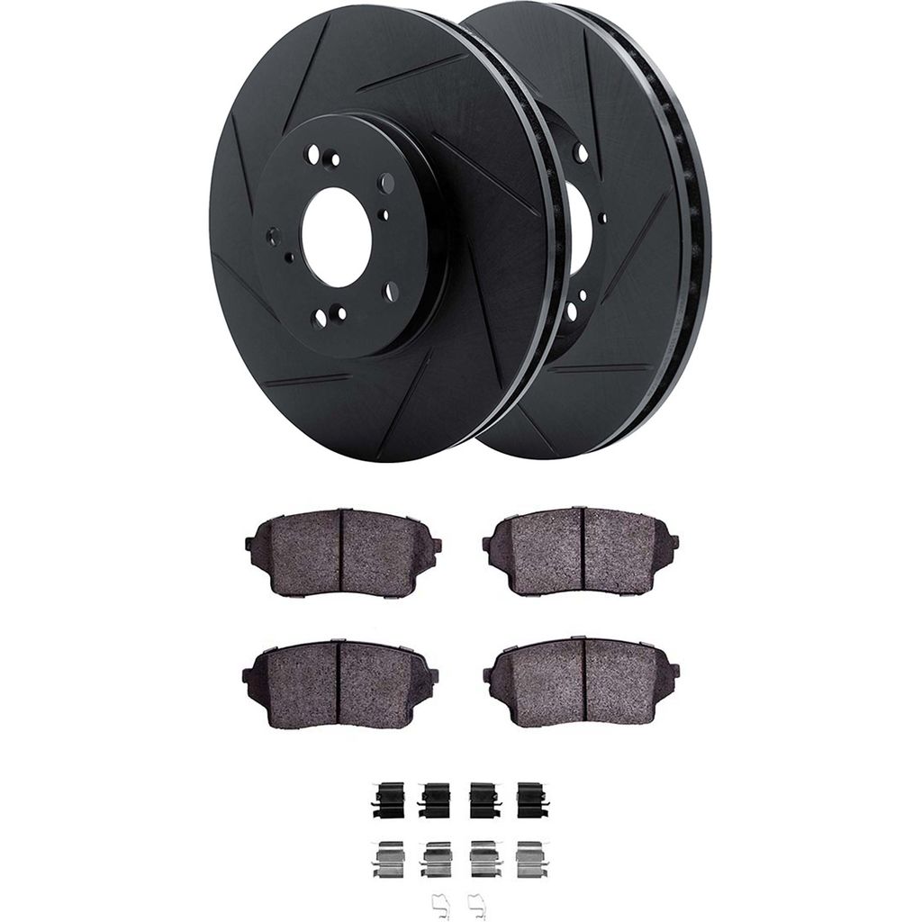 Dynamic Friction 3512-01017 - Brake Kit - Black Zinc Coated Slotted Rotors and 5000 Brake Pads With Hardware