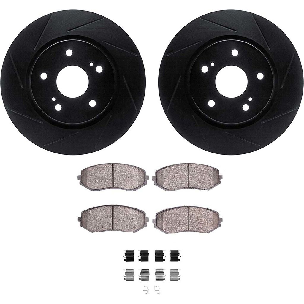 Dynamic Friction 3512-01018 - Brake Kit - Black Zinc Coated Slotted Rotors and 5000 Brake Pads With Hardware