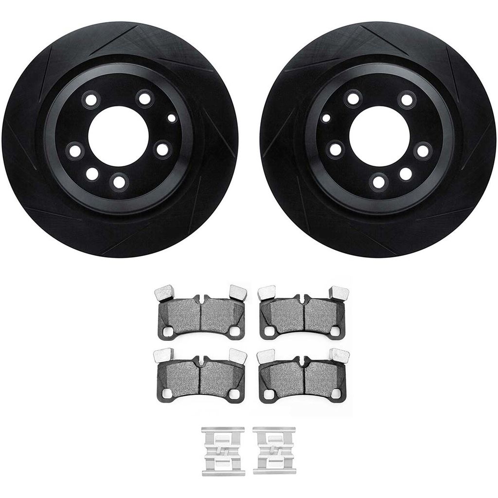 Dynamic Friction 3512-02016 - Brake Kit - Black Zinc Coated Slotted Rotors and 5000 Brake Pads With Hardware