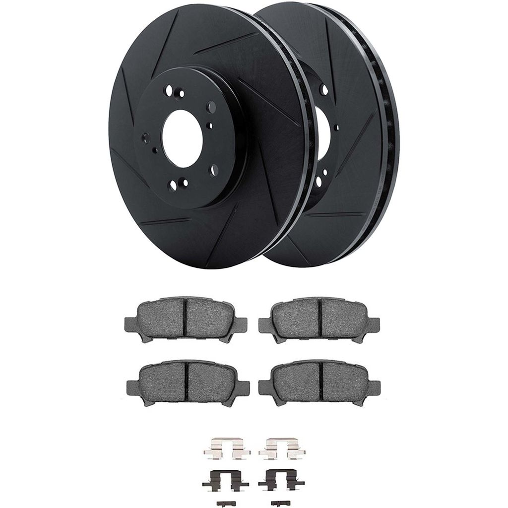 Dynamic Friction 3512-13024 - Brake Kit - Black Zinc Coated Slotted Rotors and 5000 Brake Pads With Hardware