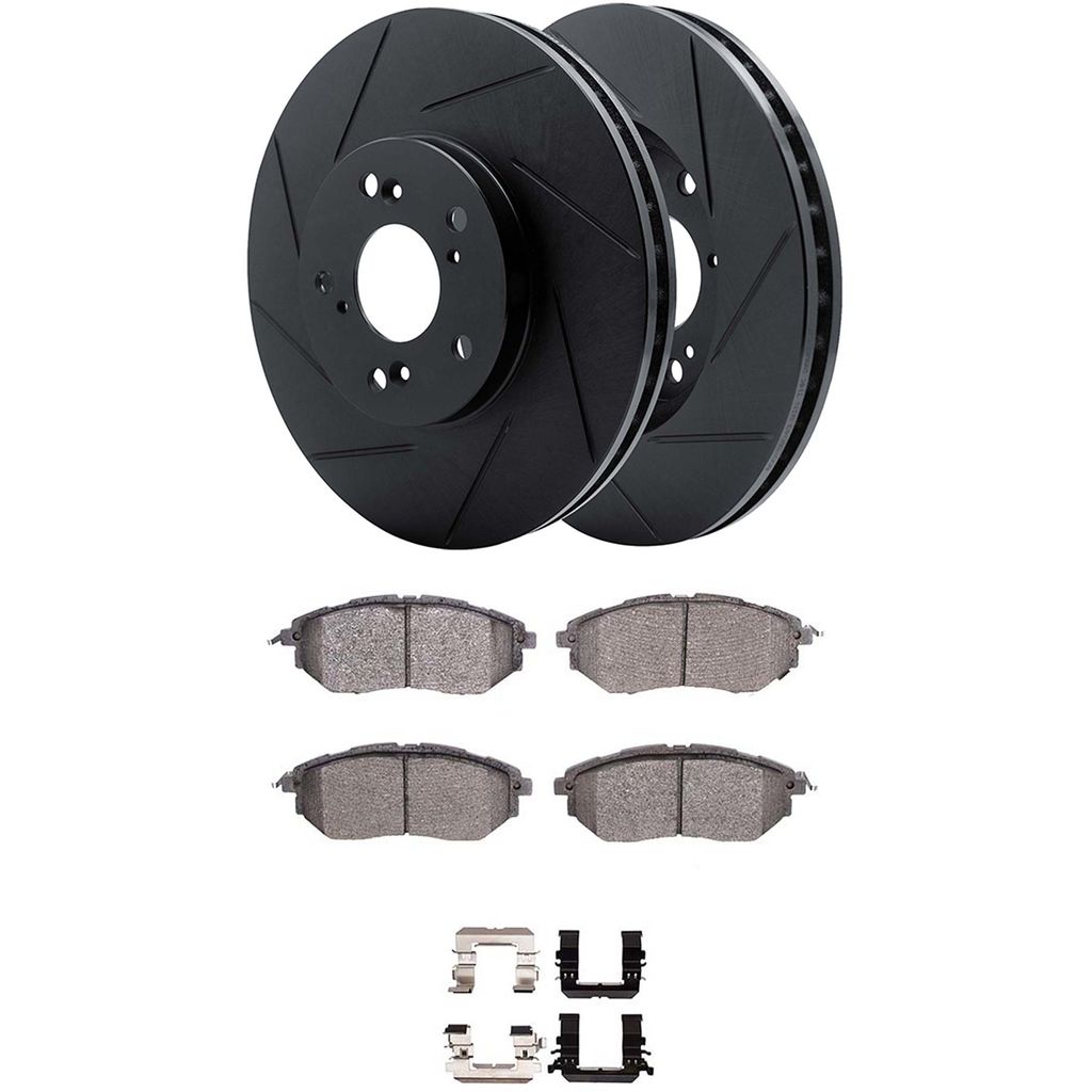 Dynamic Friction 3512-13037 - Brake Kit - Black Zinc Coated Slotted Rotors and 5000 Brake Pads With Hardware