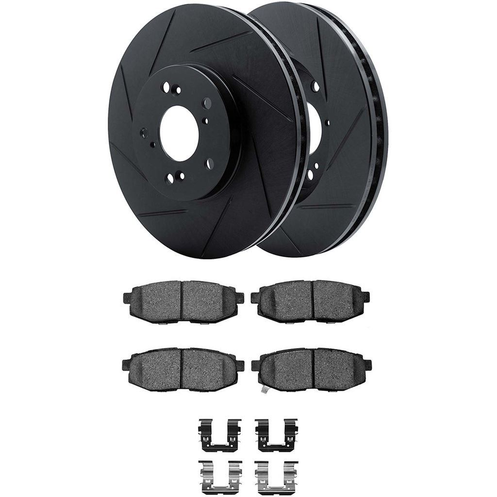 Dynamic Friction 3512-13045 - Brake Kit - Black Zinc Coated Slotted Rotors and 5000 Brake Pads With Hardware