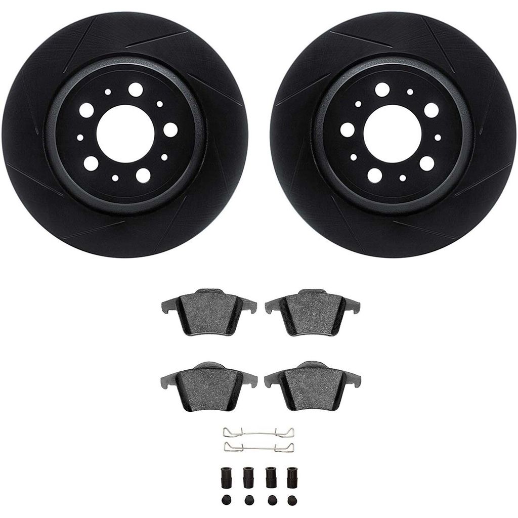 Dynamic Friction 3512-27053 - Brake Kit - Black Zinc Coated Slotted Rotors and 5000 Brake Pads With Hardware