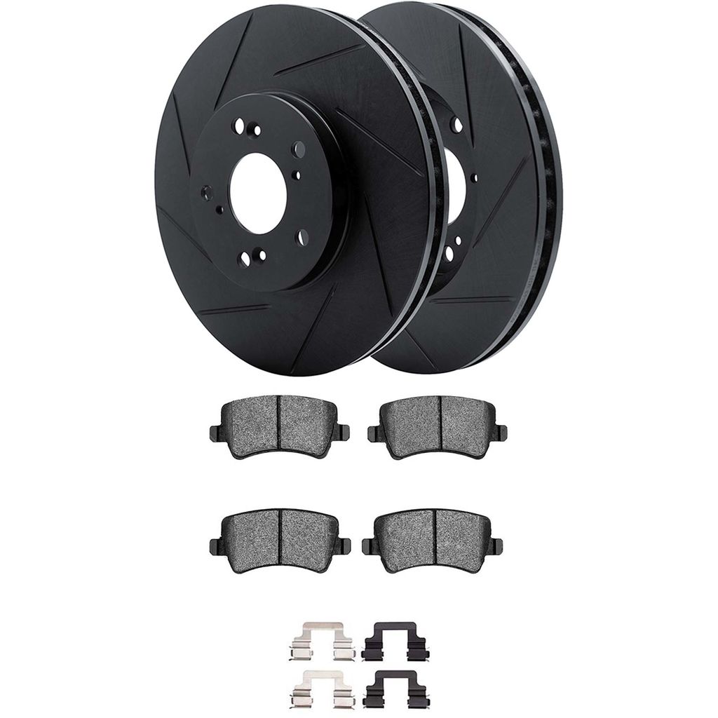 Dynamic Friction 3512-27063 - Brake Kit - Black Zinc Coated Slotted Rotors and 5000 Brake Pads With Hardware