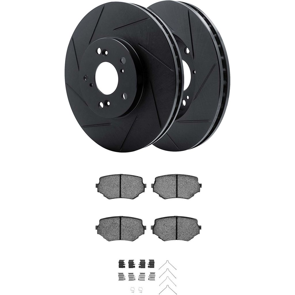 Dynamic Friction 3512-01008 - Brake Kit - Black Zinc Coated Slotted Rotors and 5000 Brake Pads With Hardware