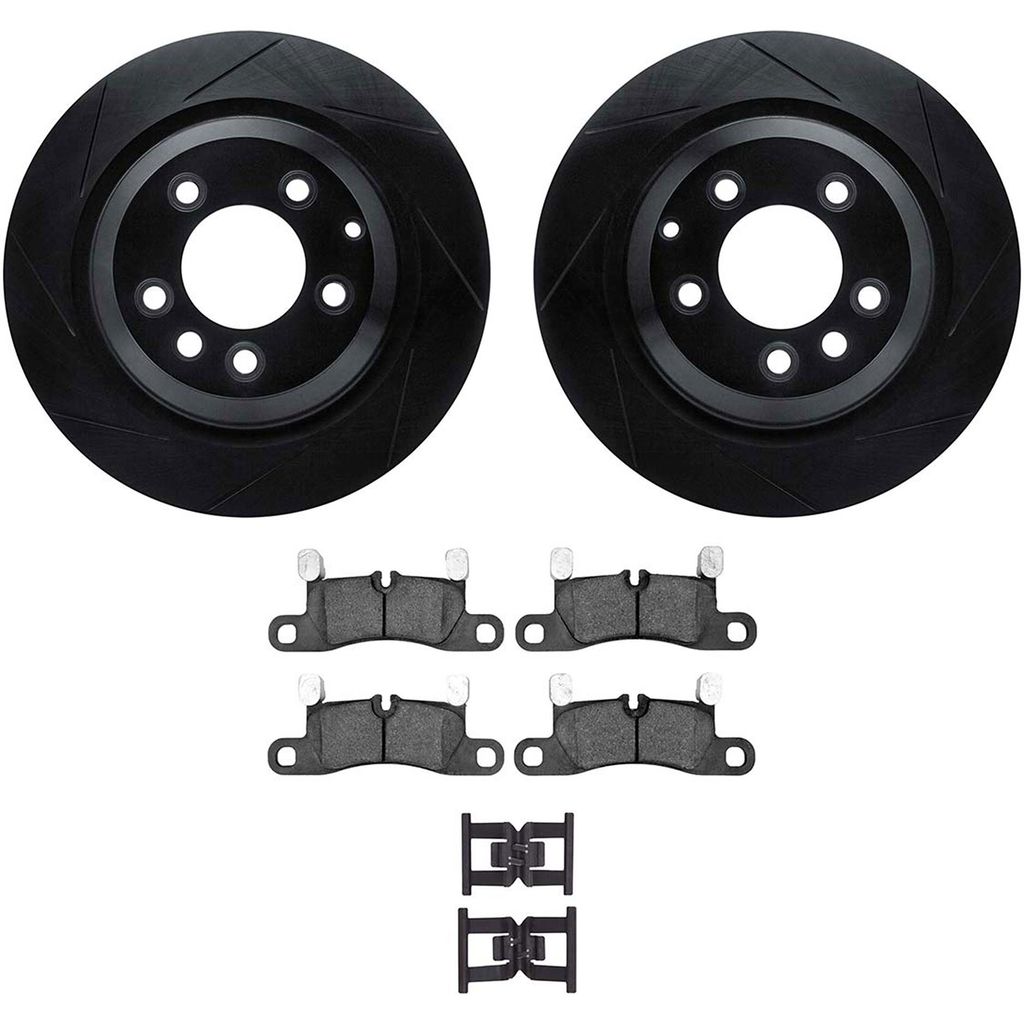 Dynamic Friction 3512-02017 - Brake Kit - Black Zinc Coated Slotted Rotors and 5000 Brake Pads With Hardware